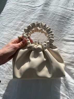 Ruched Circle Handle Mini Bag in Cream / cloud mini bag